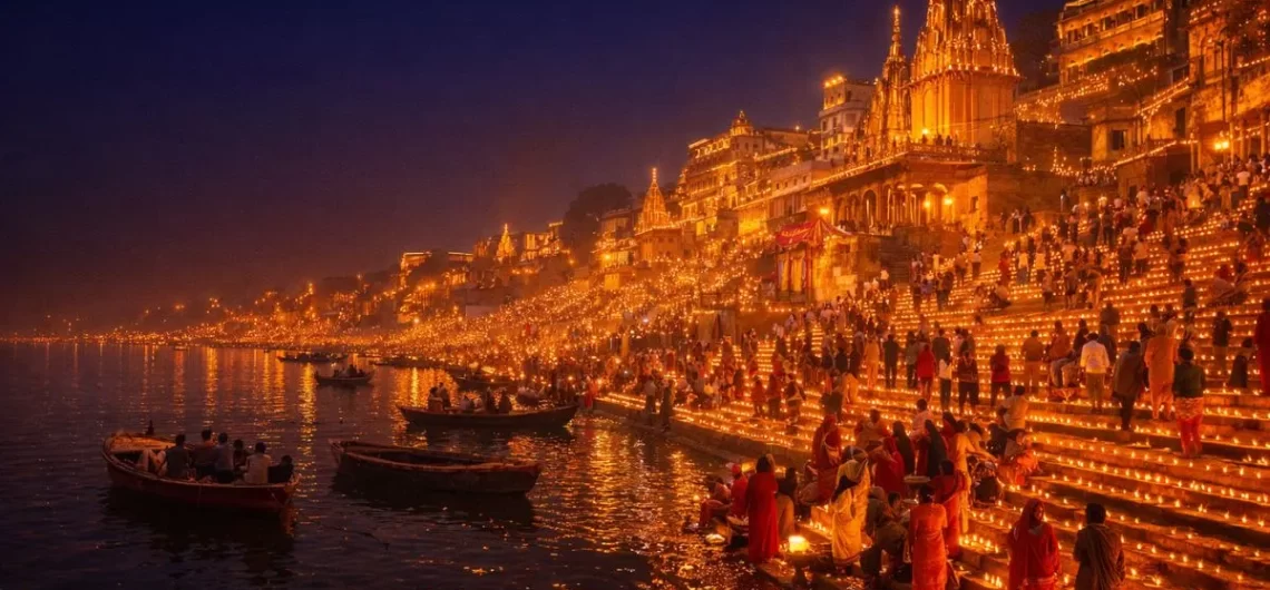 Best time to visit Varanasi showing winter season, festivals, temples and local life
